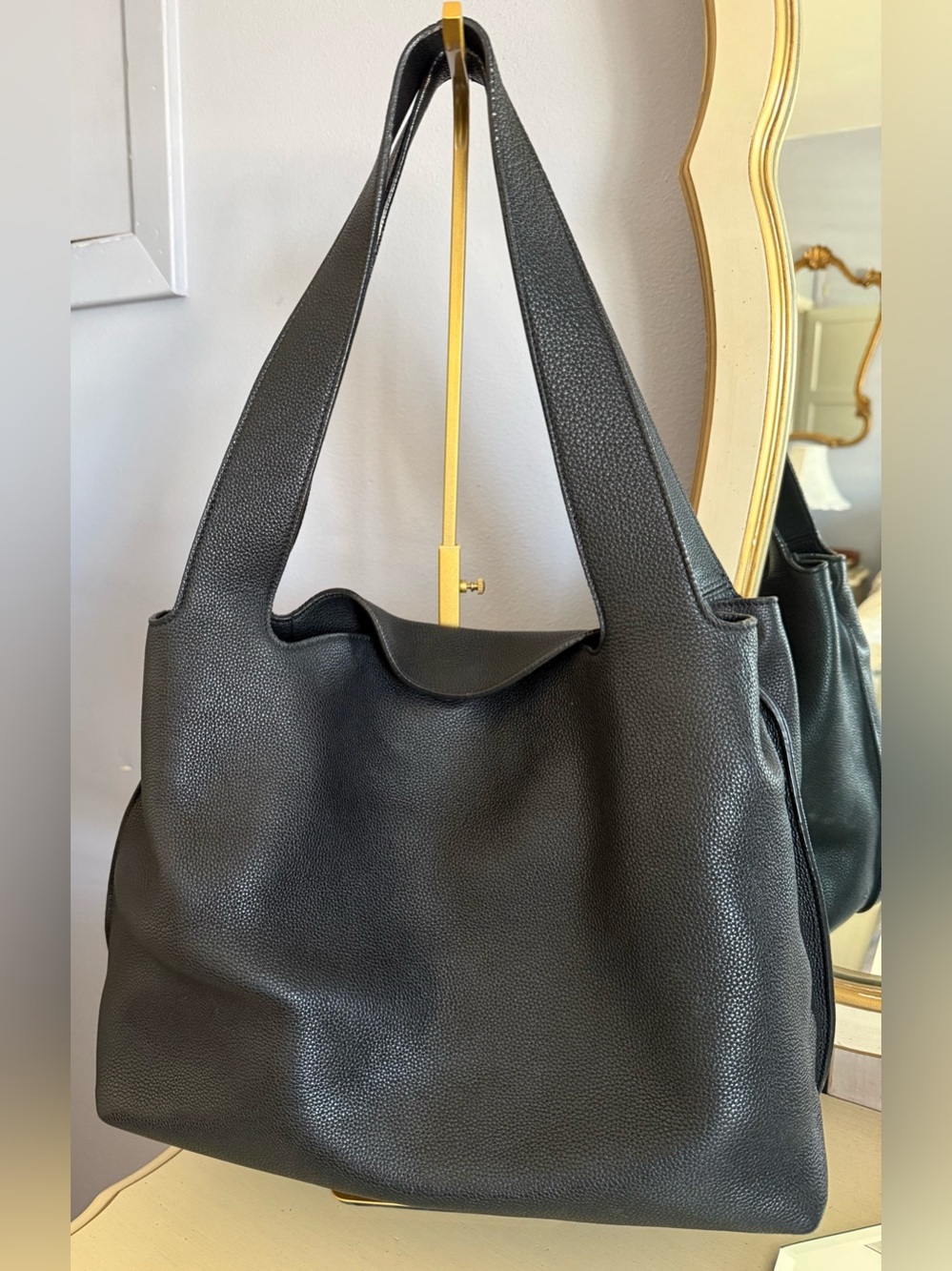 The Row Duplex Large Tote Bag Black Grained Calfskin Leather - Picture 11 of 12